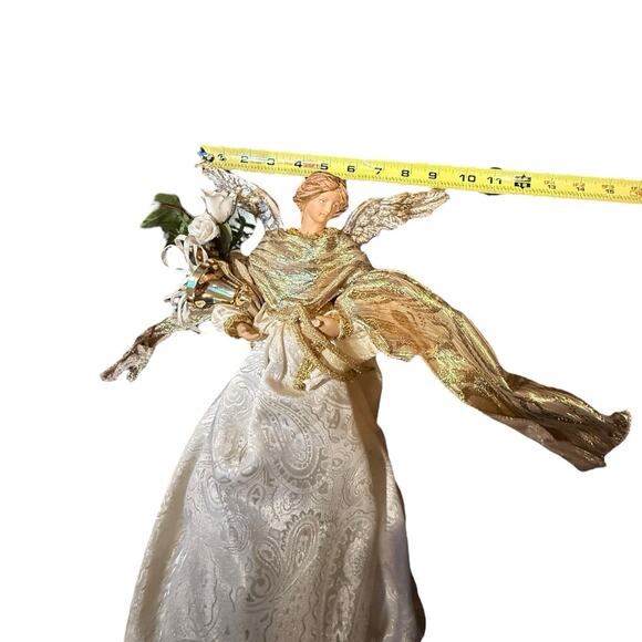 Vintage 14 Inch Beautiful Ornate Gold Angel Christmas Holiday Tree Topper - Picture 11 of 11
